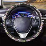 Purple Alstroemeria Zigzag Pattern Print Car Steering Wheel Cover