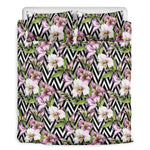 Purple Alstroemeria Zigzag Pattern Print Duvet Cover Bedding Set