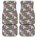 Purple Alstroemeria Zigzag Pattern Print Front and Back Car Floor Mats