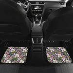 Purple Alstroemeria Zigzag Pattern Print Front and Back Car Floor Mats