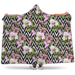 Purple Alstroemeria Zigzag Pattern Print Hooded Blanket