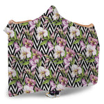 Purple Alstroemeria Zigzag Pattern Print Hooded Blanket