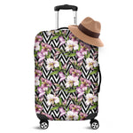 Purple Alstroemeria Zigzag Pattern Print Luggage Cover