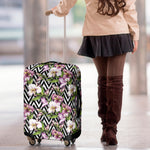 Purple Alstroemeria Zigzag Pattern Print Luggage Cover