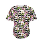 Purple Alstroemeria Zigzag Pattern Print Men's Baseball Jersey