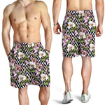 Purple Alstroemeria Zigzag Pattern Print Men's Shorts