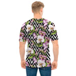 Purple Alstroemeria Zigzag Pattern Print Men's T-Shirt