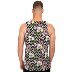 Purple Alstroemeria Zigzag Pattern Print Men's Tank Top