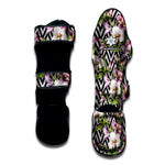 Purple Alstroemeria Zigzag Pattern Print Muay Thai Shin Guard