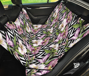 Purple Alstroemeria Zigzag Pattern Print Pet Car Back Seat Cover