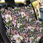 Purple Alstroemeria Zigzag Pattern Print Pet Car Back Seat Cover