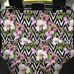 Purple Alstroemeria Zigzag Pattern Print Pet Car Back Seat Cover