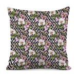 Purple Alstroemeria Zigzag Pattern Print Pillow Cover