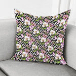 Purple Alstroemeria Zigzag Pattern Print Pillow Cover