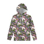 Purple Alstroemeria Zigzag Pattern Print Pullover Hoodie