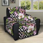 Purple Alstroemeria Zigzag Pattern Print Recliner Protector