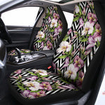 Purple Alstroemeria Zigzag Pattern Print Universal Fit Car Seat Covers