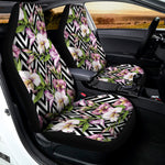 Purple Alstroemeria Zigzag Pattern Print Universal Fit Car Seat Covers