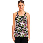 Purple Alstroemeria Zigzag Pattern Print Women's Racerback Tank Top