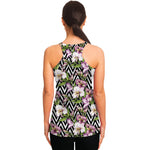 Purple Alstroemeria Zigzag Pattern Print Women's Racerback Tank Top