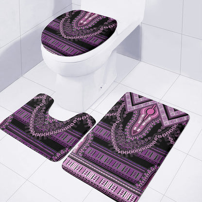 Purple And Black African Dashiki Print 3 Piece Bath Mat Set