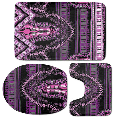 Purple And Black African Dashiki Print 3 Piece Bath Mat Set