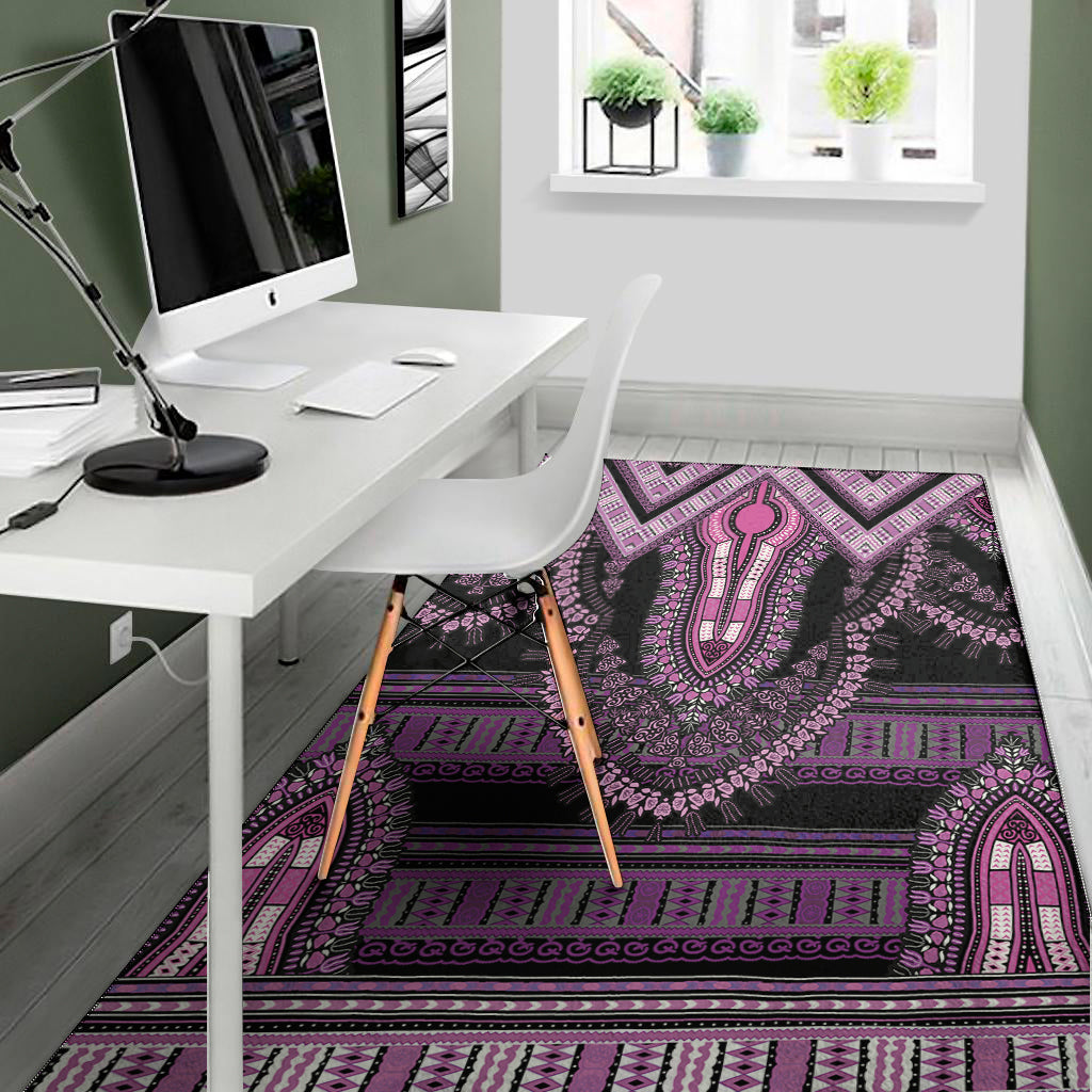 Purple And Black African Dashiki Print Area Rug