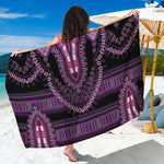 Purple And Black African Dashiki Print Beach Sarong Wrap