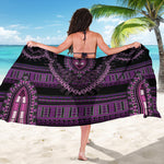 Purple And Black African Dashiki Print Beach Sarong Wrap