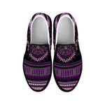Purple And Black African Dashiki Print Black Slip On Shoes