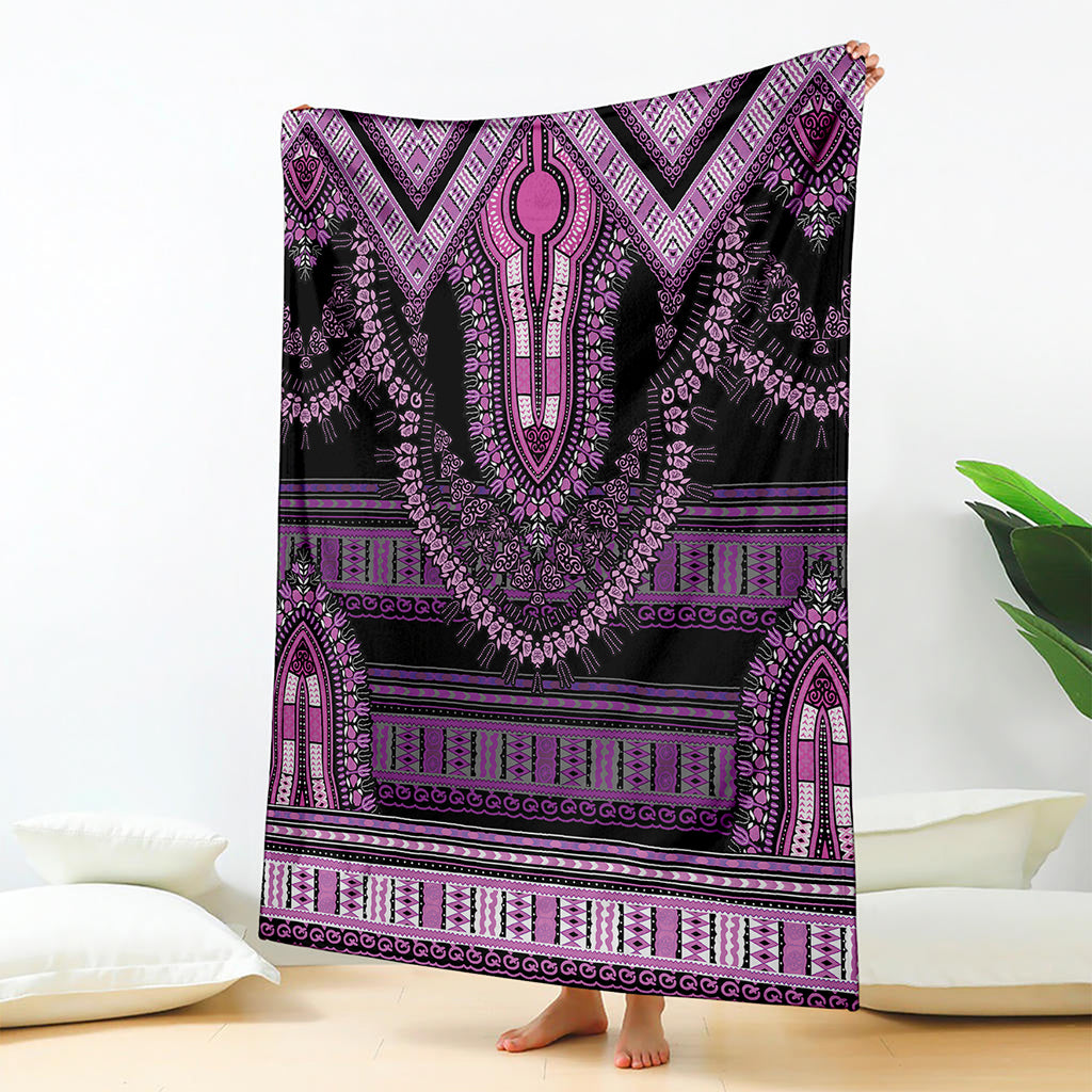 Purple And Black African Dashiki Print Blanket
