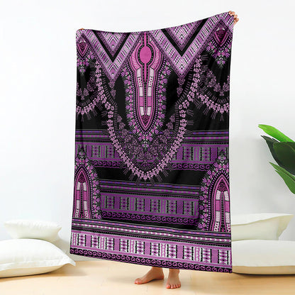 Purple And Black African Dashiki Print Blanket