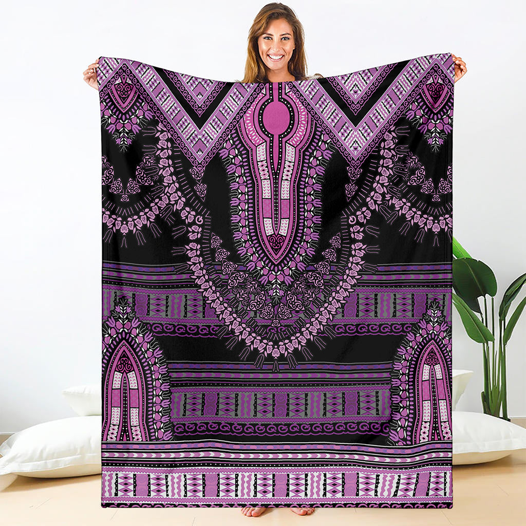 Purple And Black African Dashiki Print Blanket