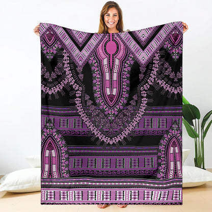 Purple And Black African Dashiki Print Blanket
