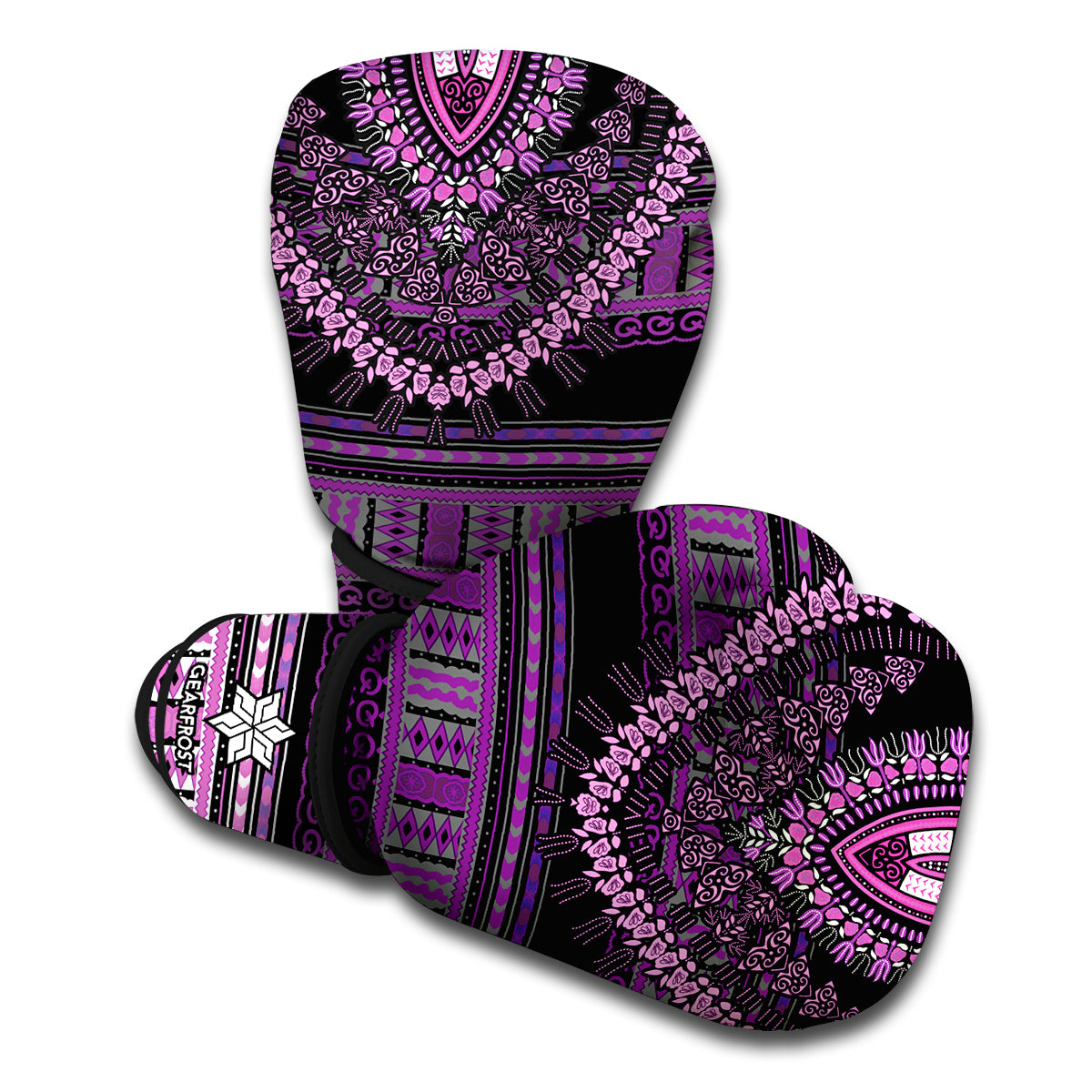Purple And Black African Dashiki Print Boxing Gloves
