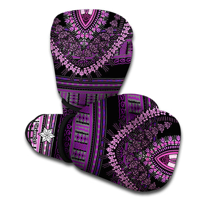 Purple And Black African Dashiki Print Boxing Gloves