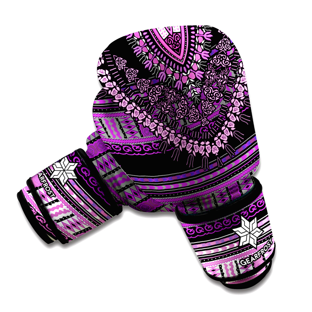 Purple And Black African Dashiki Print Boxing Gloves