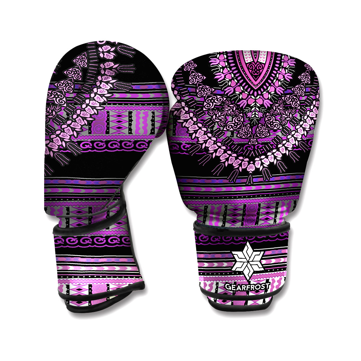 Purple And Black African Dashiki Print Boxing Gloves