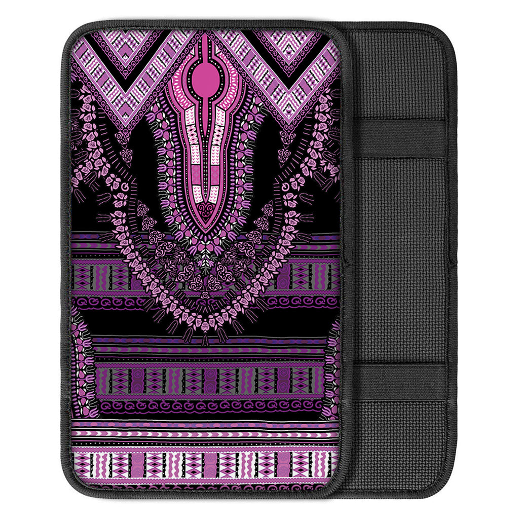 Purple And Black African Dashiki Print Car Center Console Cover