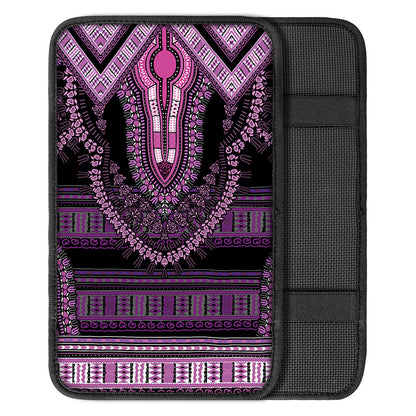 Purple And Black African Dashiki Print Car Center Console Cover