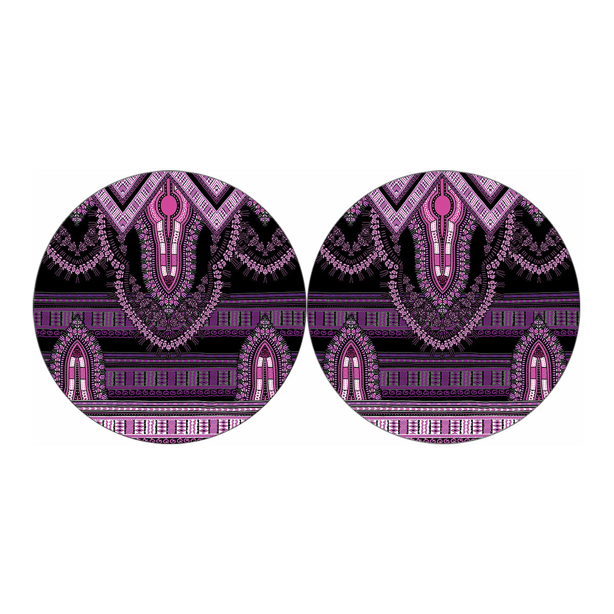 Purple And Black African Dashiki Print Car Coasters