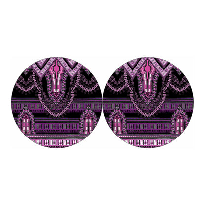 Purple And Black African Dashiki Print Car Coasters