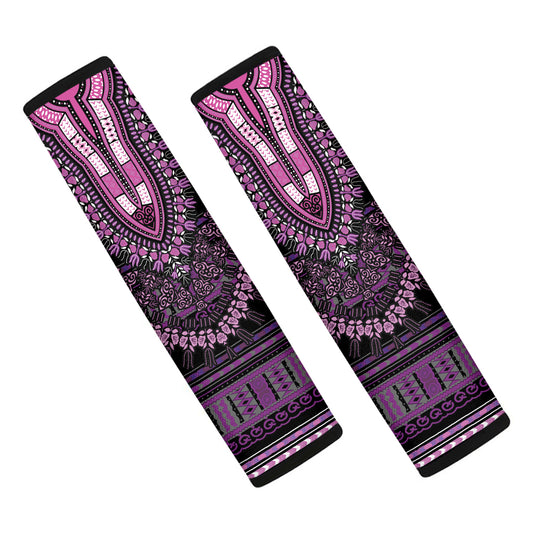 Purple And Black African Dashiki Print Car Seat Belt Covers