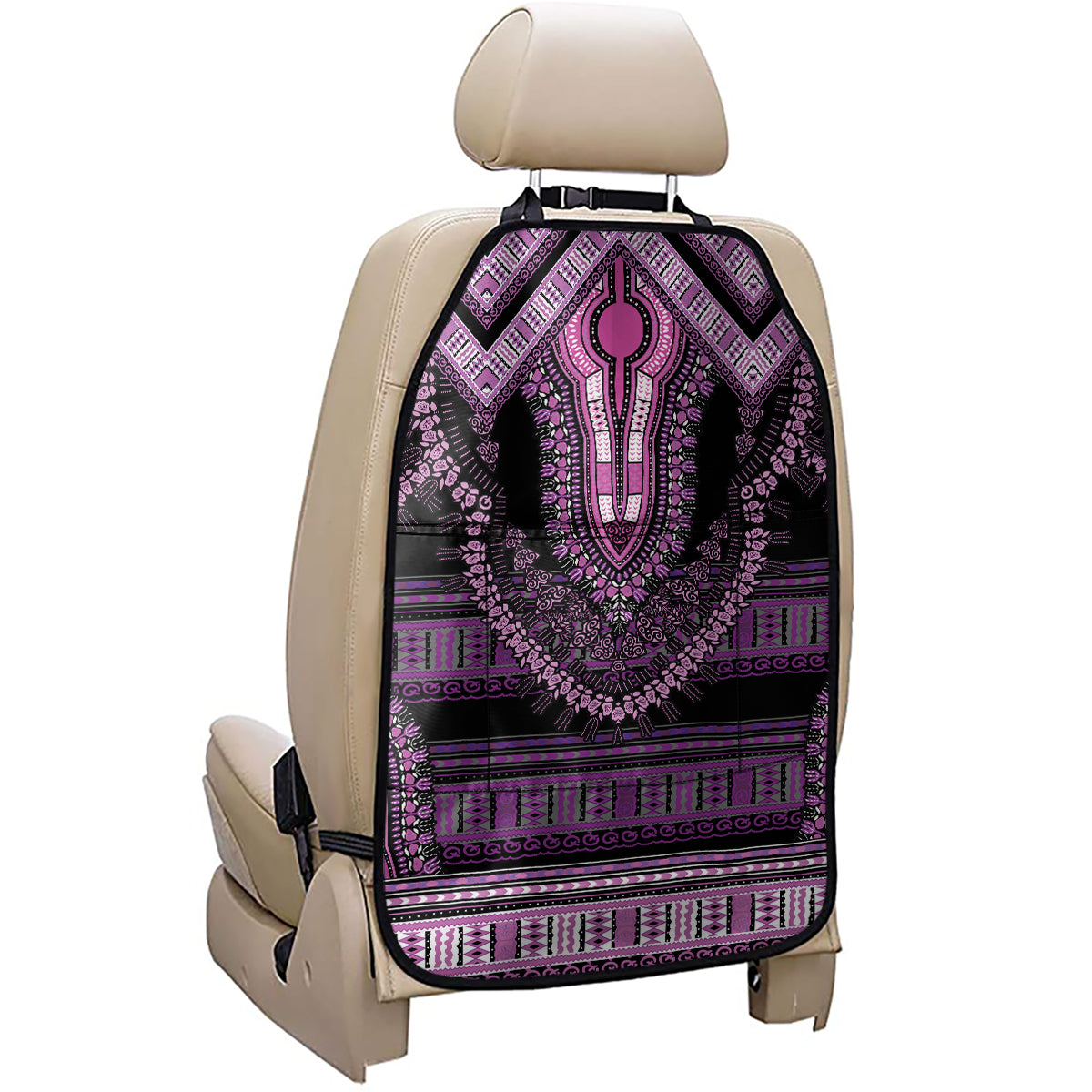Purple And Black African Dashiki Print Car Seat Organizers