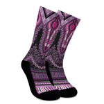 Purple And Black African Dashiki Print Crew Socks