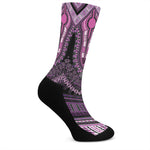 Purple And Black African Dashiki Print Crew Socks