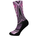 Purple And Black African Dashiki Print Crew Socks