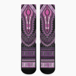 Purple And Black African Dashiki Print Crew Socks