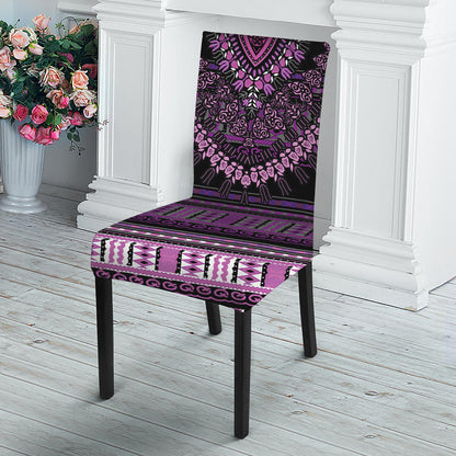 Purple And Black African Dashiki Print Dining Chair Slipcover