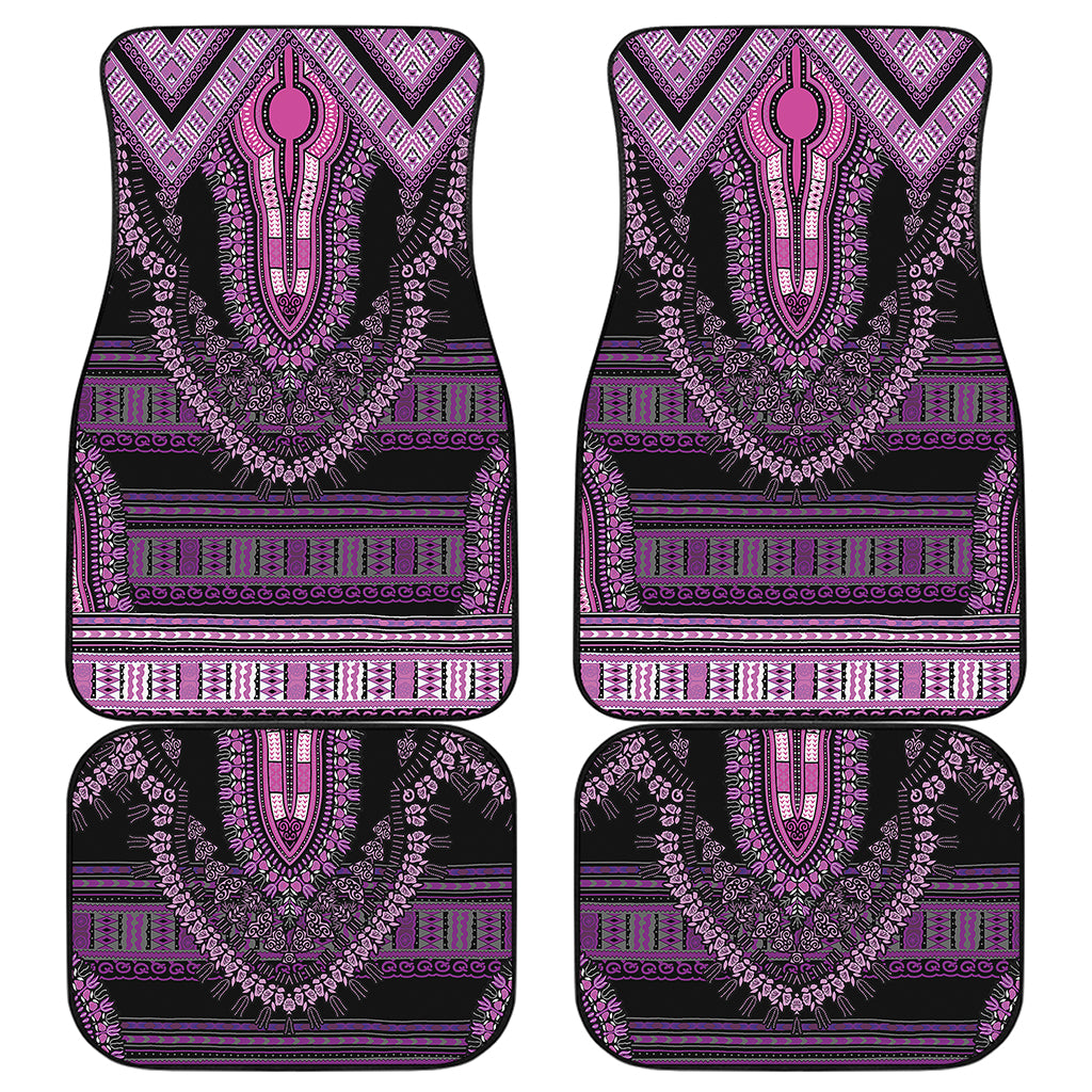 Purple And Black African Dashiki Print Front and Back Car Floor Mats